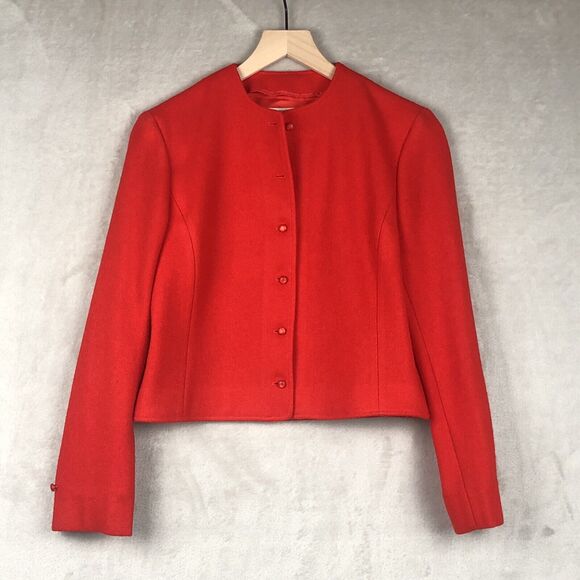 VTG PENDLETON Boiled Wool Jacket Sz 8 Red Button Up Made in USA Academia - Picture 3 of 12